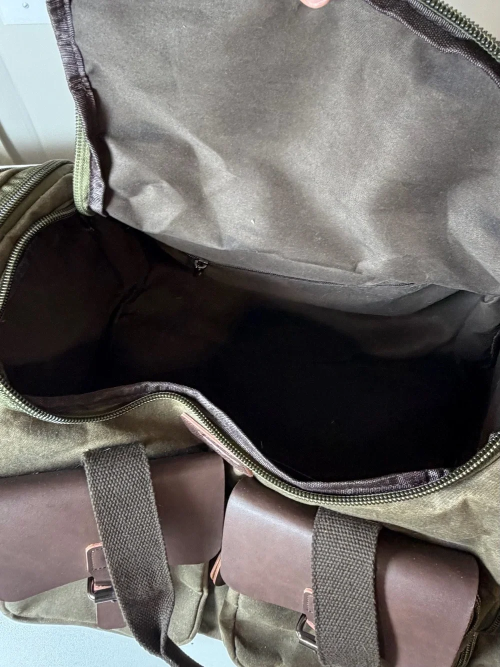 Wildroad 50L Travel Duffel Bag Expandable Canvas Genuine Leather Duffle Weekend